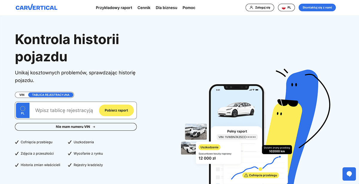 Kontrola historii pojazdu carVertical